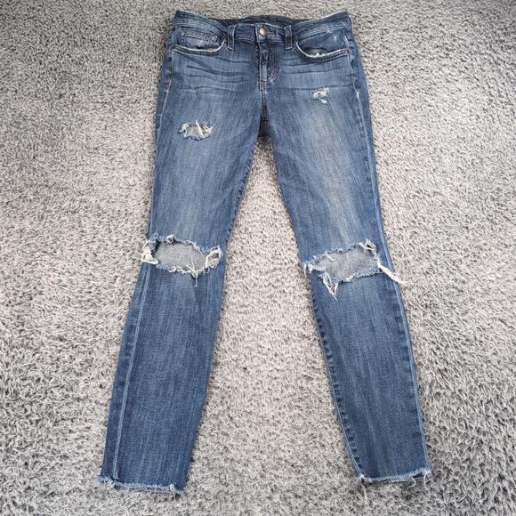 Joes Jeans Womens 27 Blue Skinny Ankle Denim Stretch Thrashed Normcore Bikercore - Picture 3 of 9